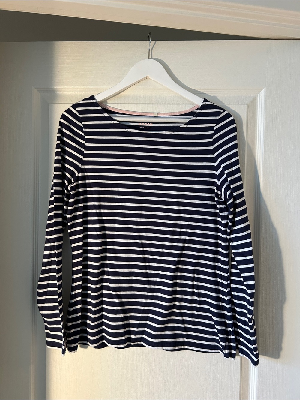 Boden Navy and White Striped Long-Sleeve Tee